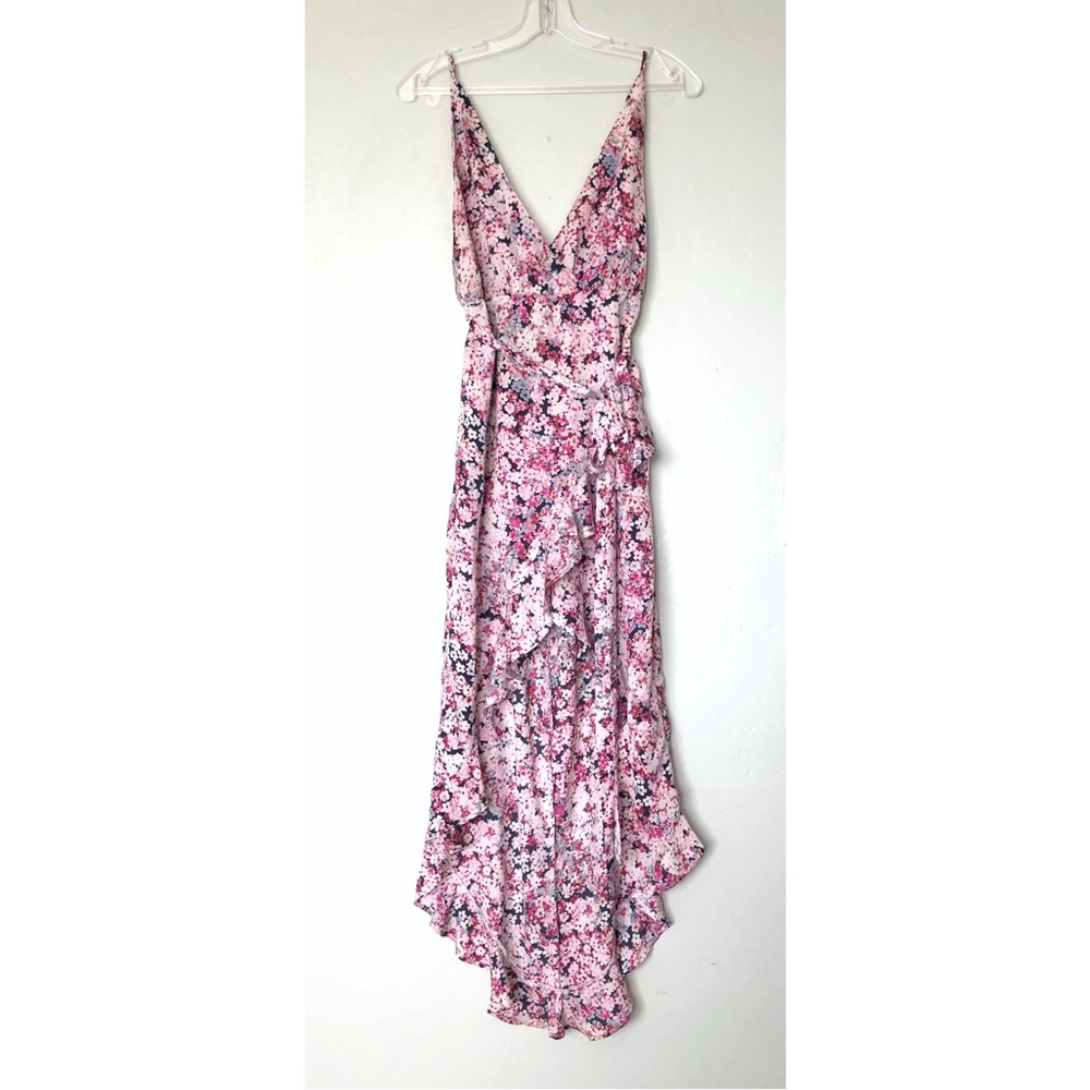 Michael Costello x REVOLVE Floral Print High Low Dress in Pink Blossom XS